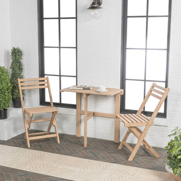 Nerja Modern Traditional 3-Piece Acacia Wood Outdoor Folding Bistro Set - JONATHAN Y